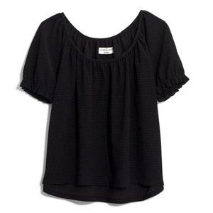 Madewell Texture & Thread Peasant Top Black Crepe Small